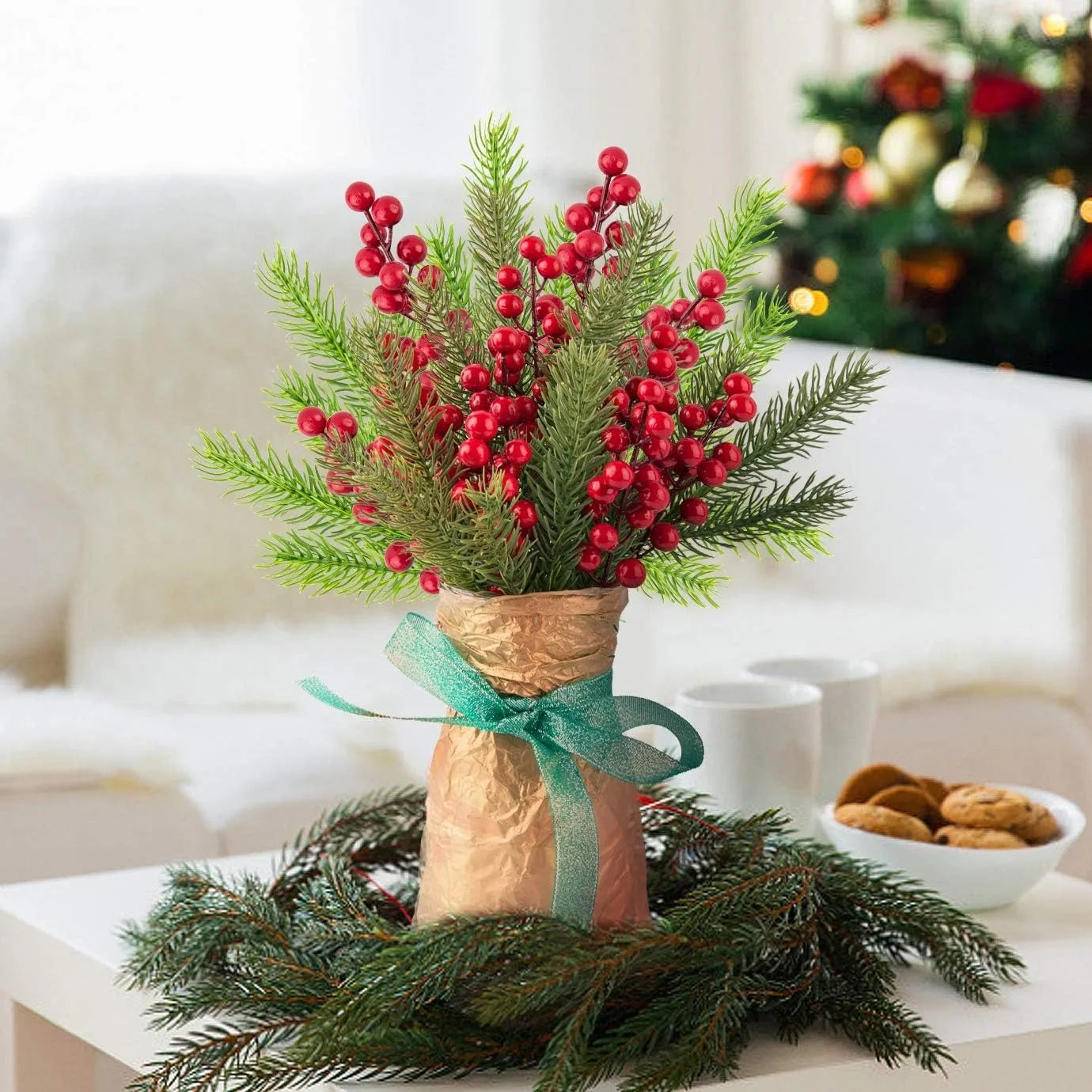 Artificial Pine & Berry Branches(10pcs)