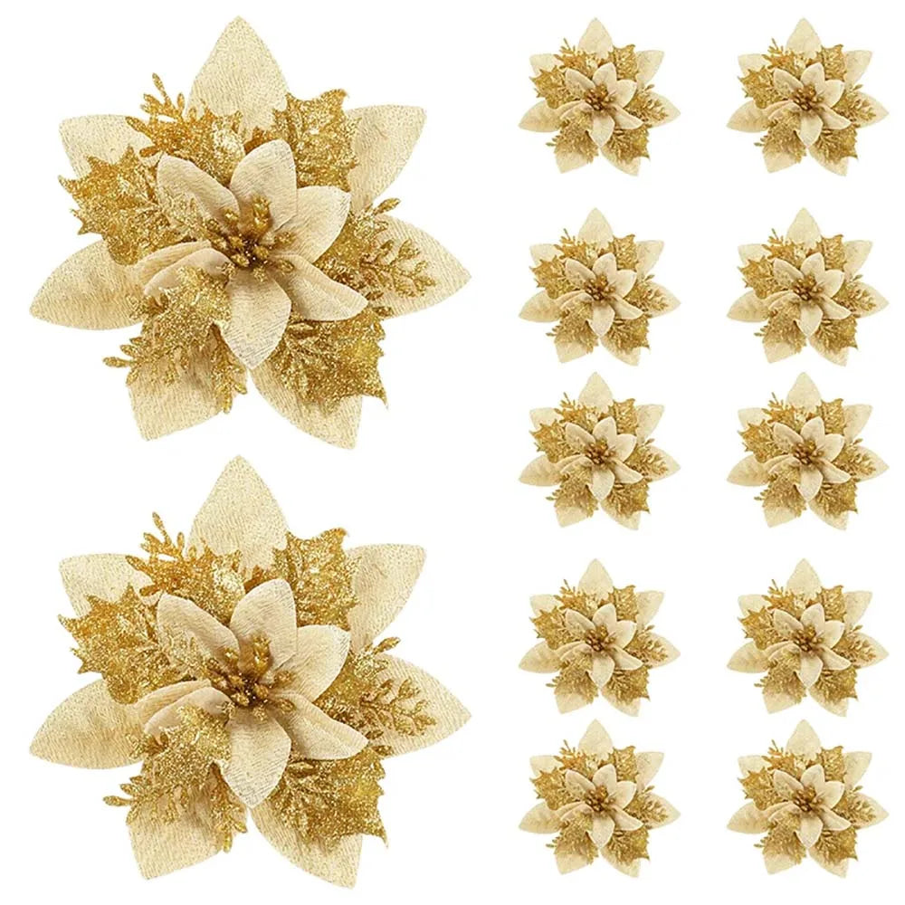 Glitter Christmas Flowers (5/10pcs)