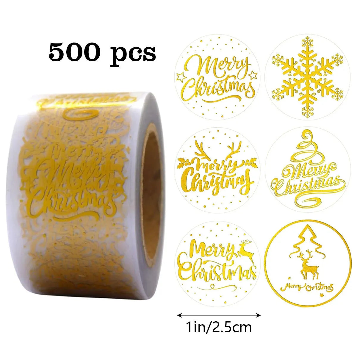 500pcs Transparent Merry Christmas Stickers