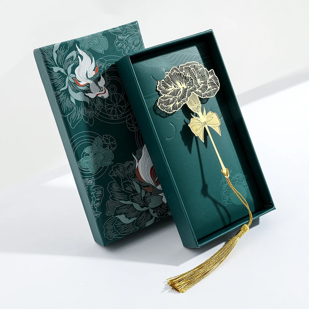 Golden Lotus & Rose Bookmark
