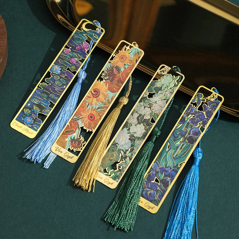 Retro Bronzed Floral Bookmark with Tassel