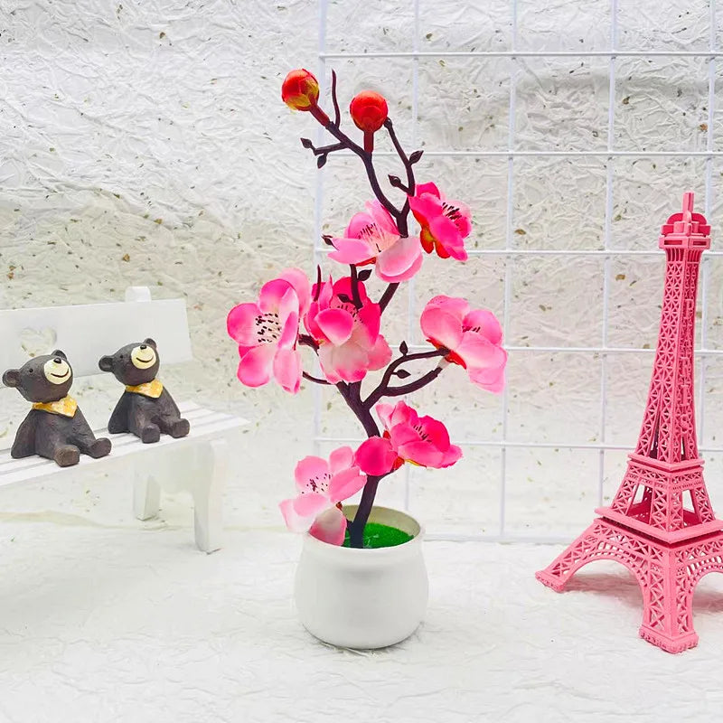 Artificial Plum Blossom Bonsai Potted Plant