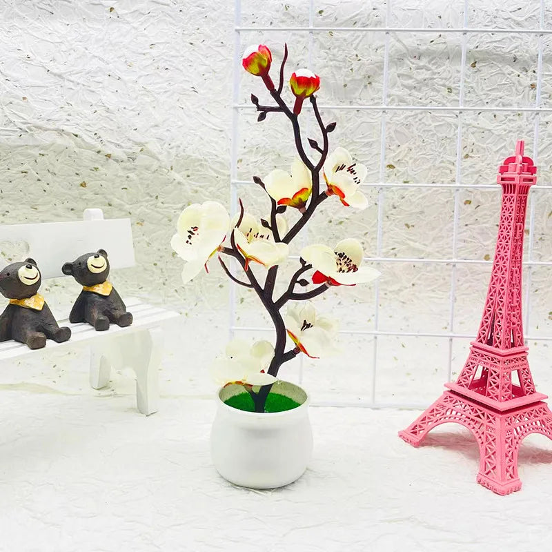 Artificial Plum Blossom Bonsai Potted Plant