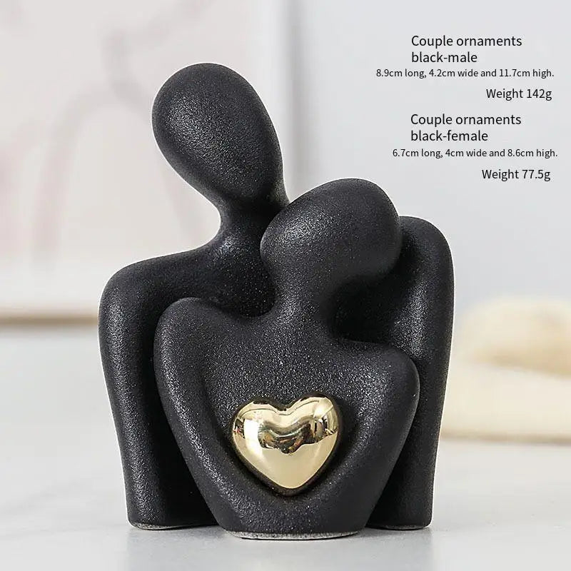 Ceramic Couple Hugging Figurine