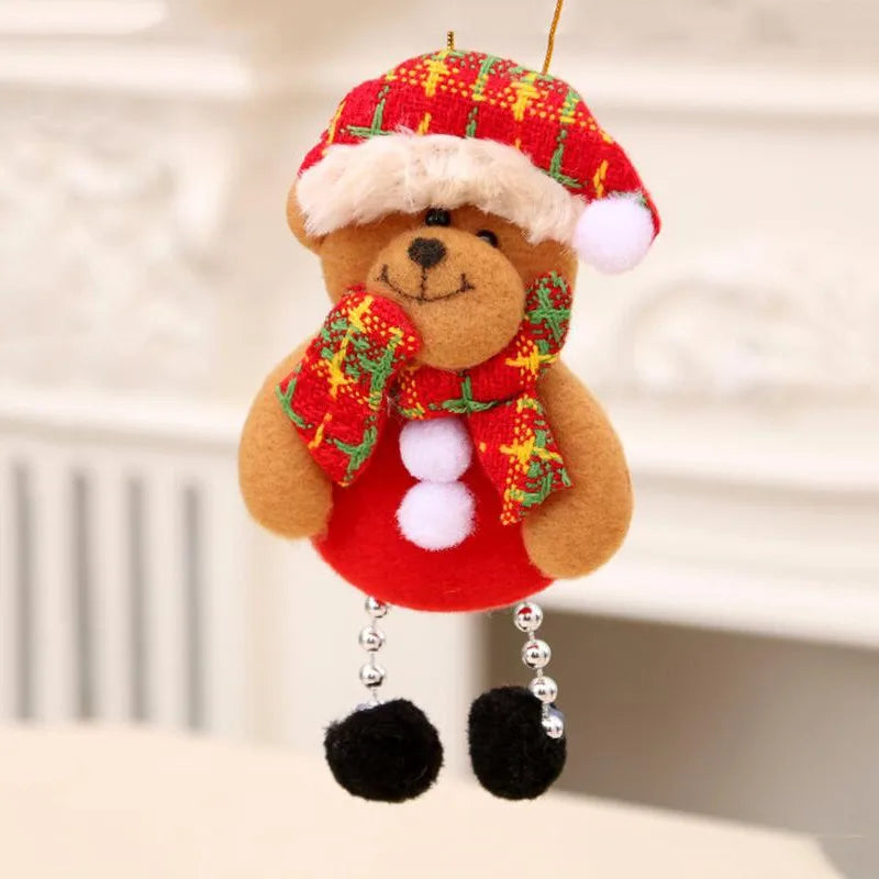 Christmas Plush Doll Ornaments β White Santa & Snowman