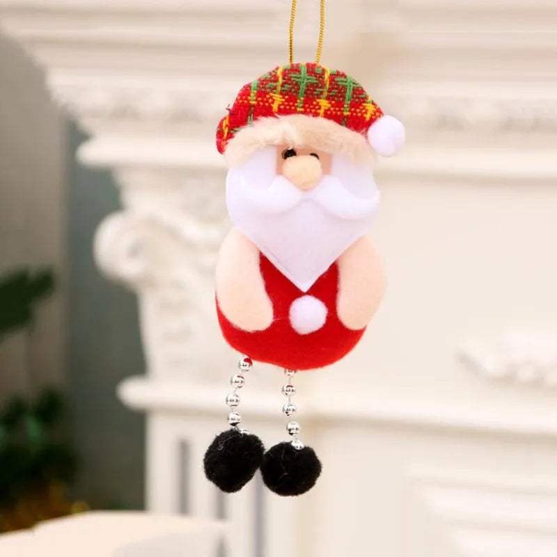 Christmas Plush Doll Ornaments β White Santa & Snowman