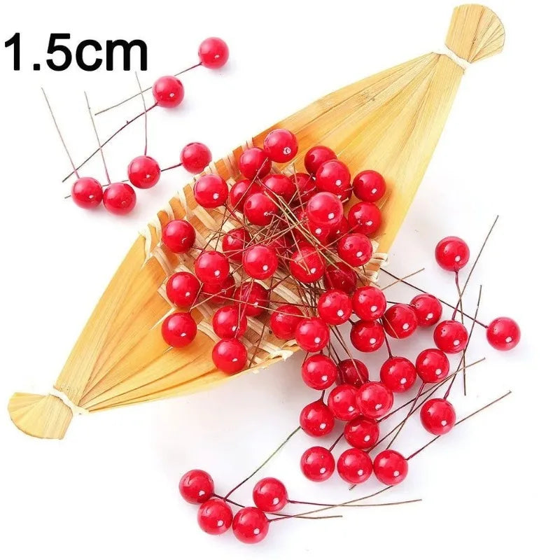50/100Pcs Christmas Artificial Berry Ornaments