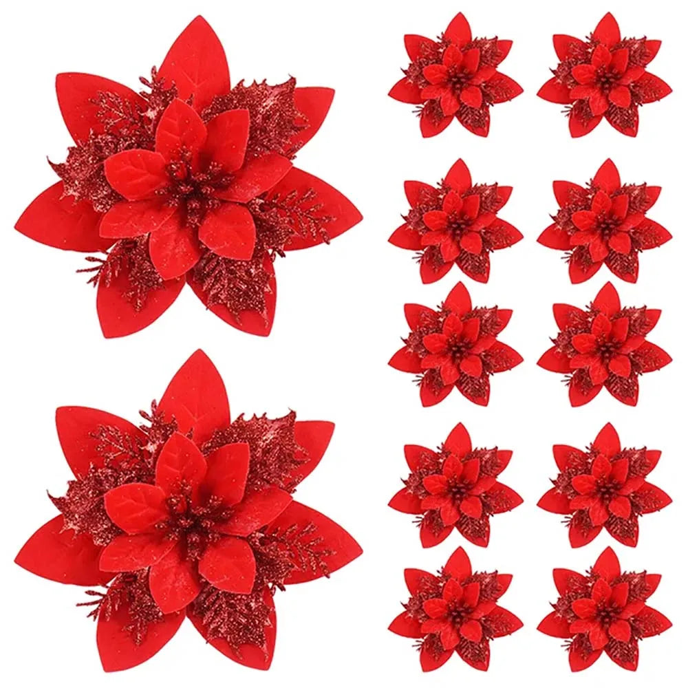Glitter Christmas Flowers (5/10pcs)