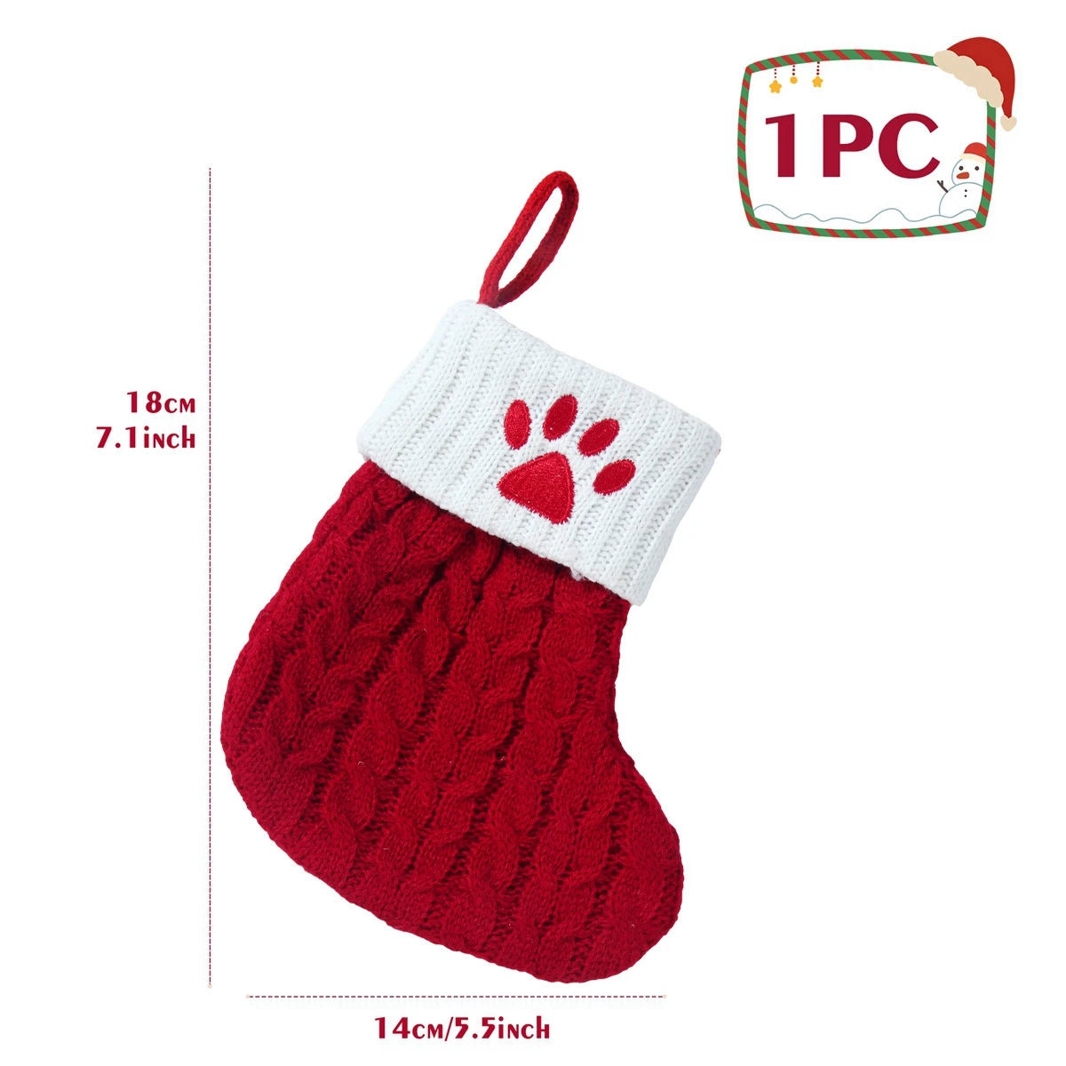Knitted Christmas Stocking with Snowflake & Letter Design
