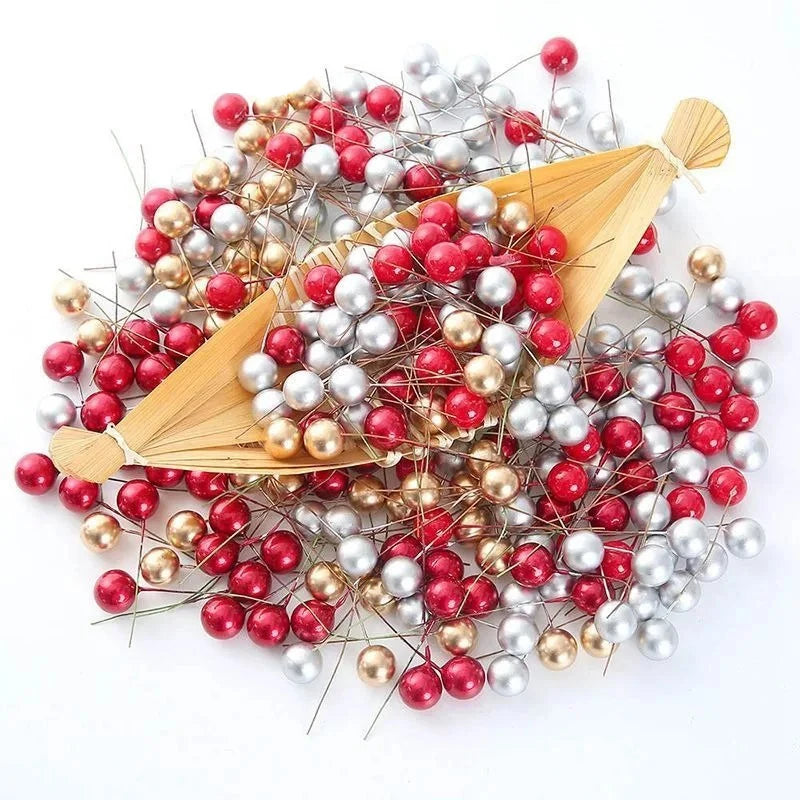 50/100Pcs Christmas Artificial Berry Ornaments