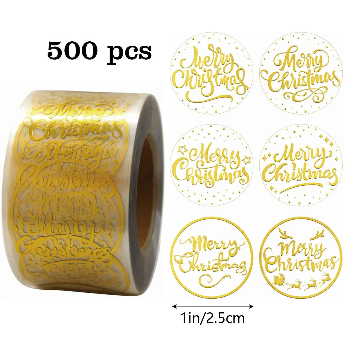 500pcs Transparent Merry Christmas Stickers