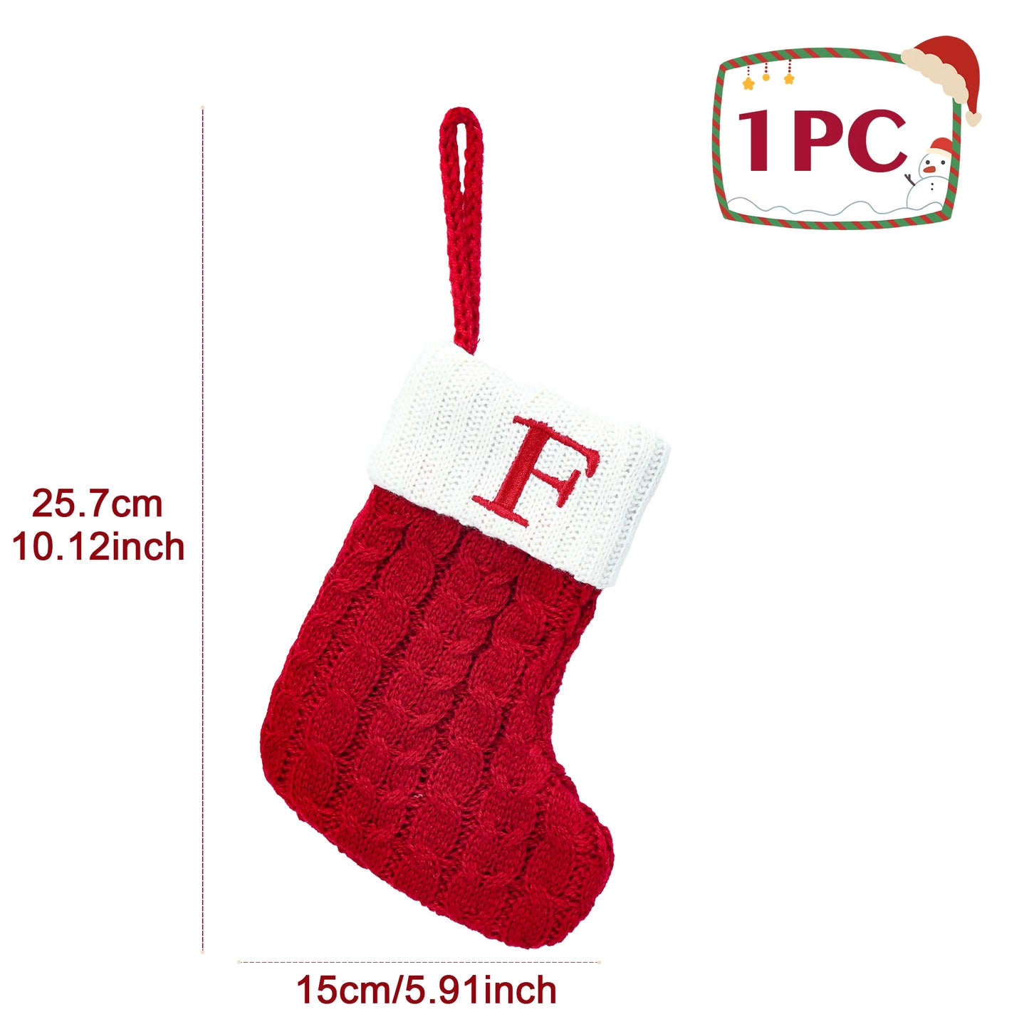 Knitted Christmas Stocking with Snowflake & Letter Design