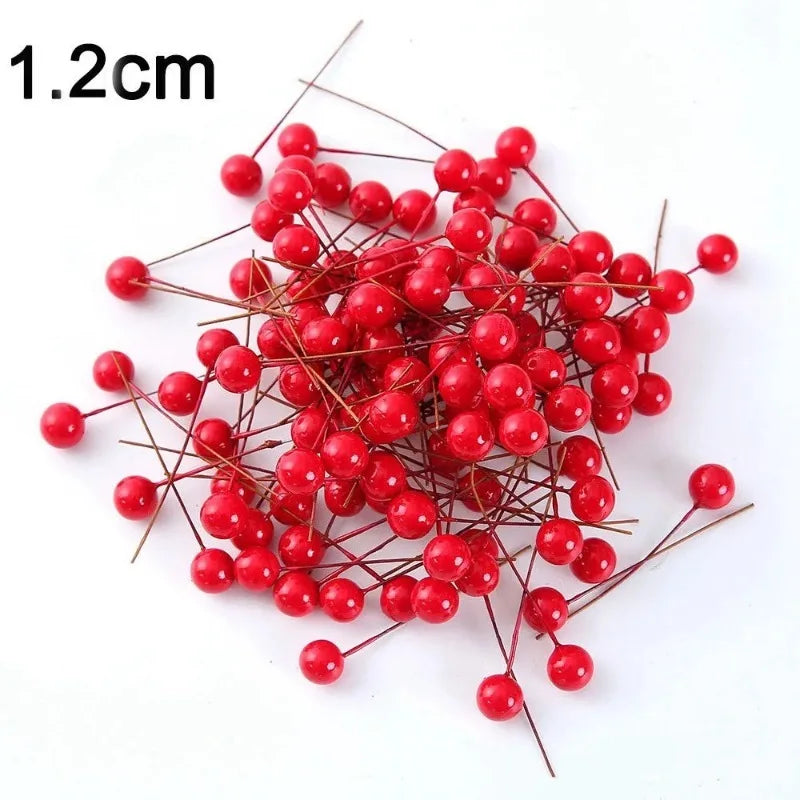 50/100Pcs Christmas Artificial Berry Ornaments