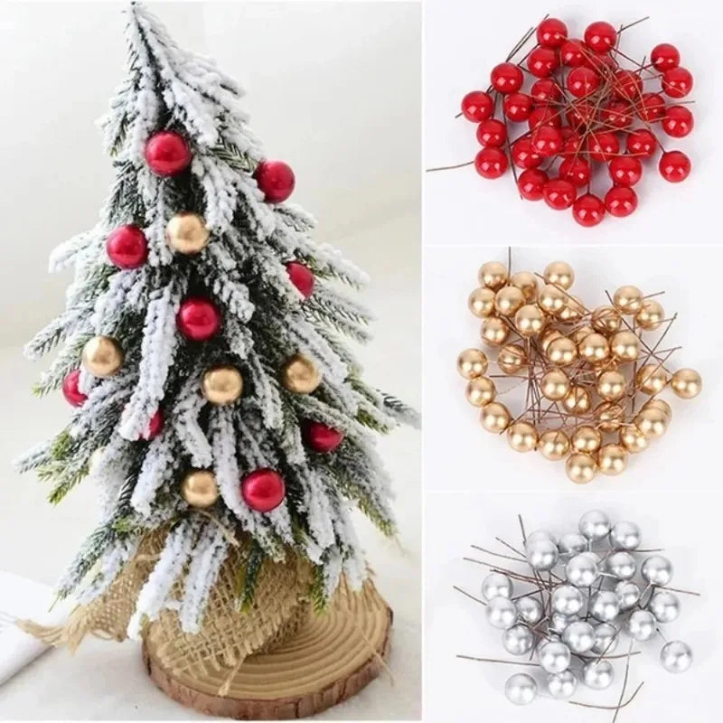 50/100Pcs Christmas Artificial Berry Ornaments