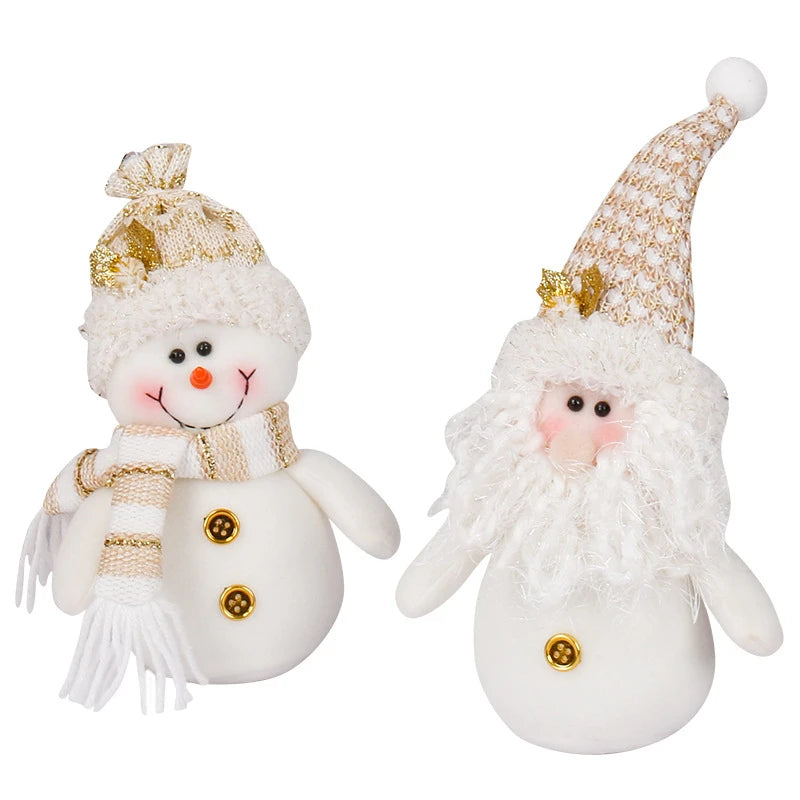 Christmas Plush Doll Ornaments β White Santa & Snowman