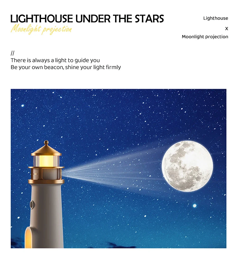 Moon Projection Lighthouse Night Light