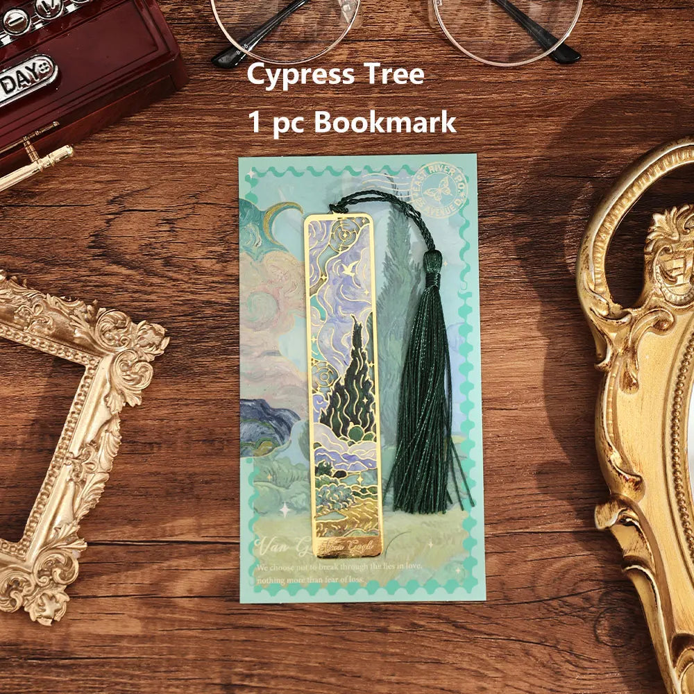 Retro Bronzed Floral Bookmark with Tassel