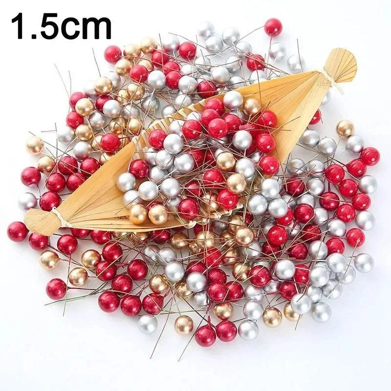 50/100Pcs Christmas Artificial Berry Ornaments