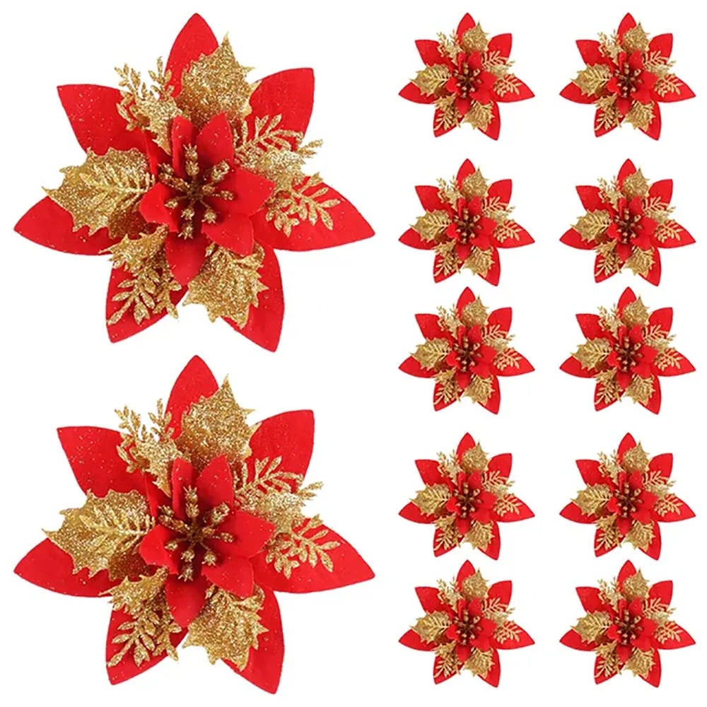 Glitter Christmas Flowers (5/10pcs)