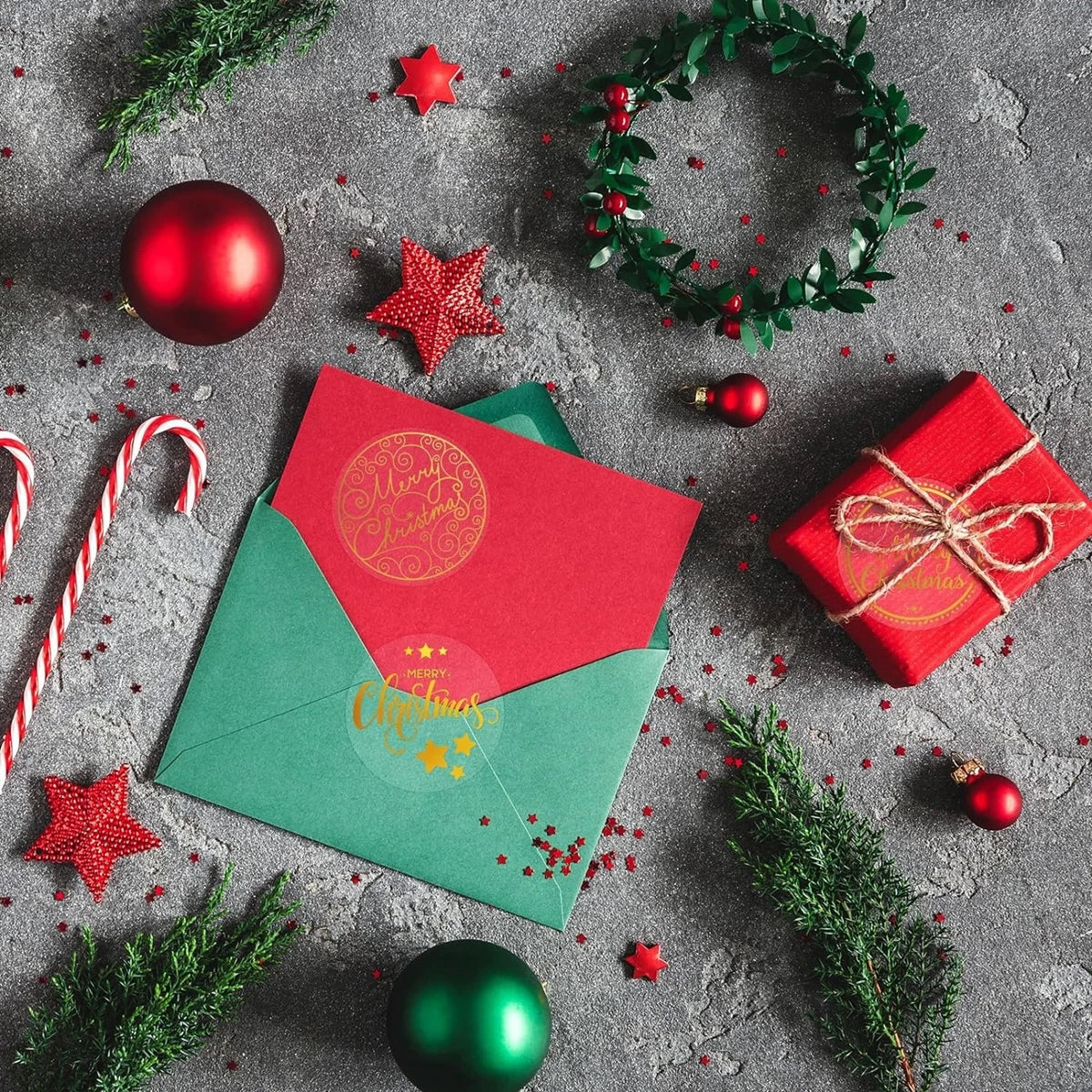 500pcs Transparent Merry Christmas Stickers