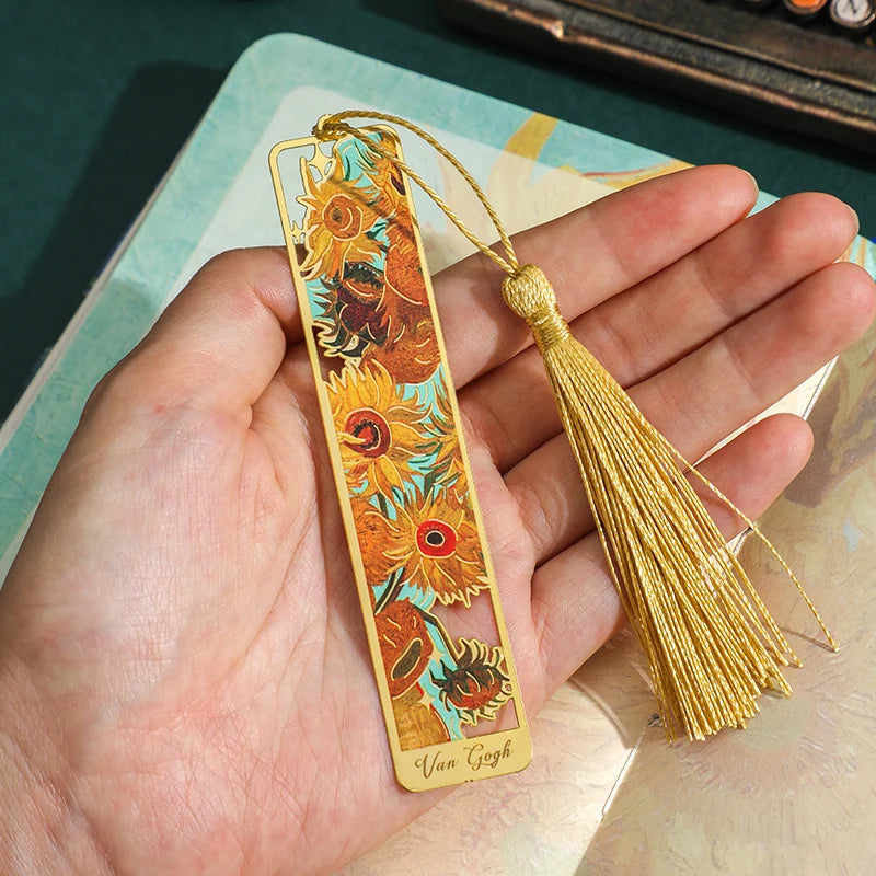 Retro Bronzed Floral Bookmark with Tassel