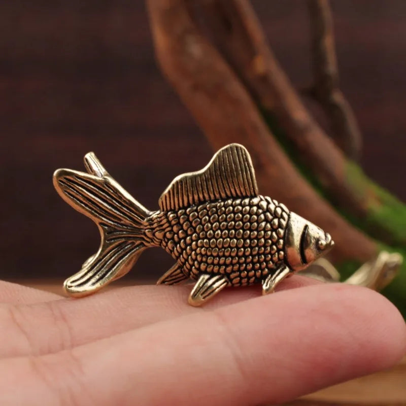 Vintage Brass Goldfish Statue