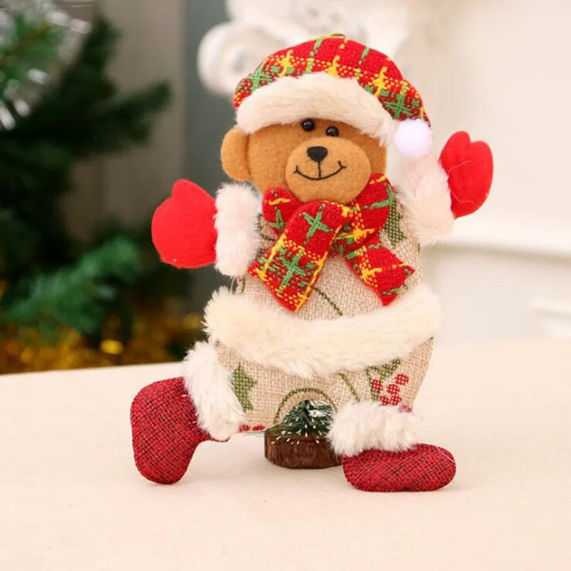 Christmas Plush Doll Ornaments β White Santa & Snowman