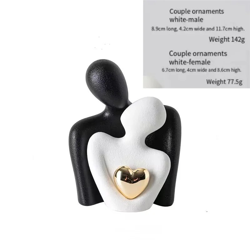 Ceramic Couple Hugging Figurine