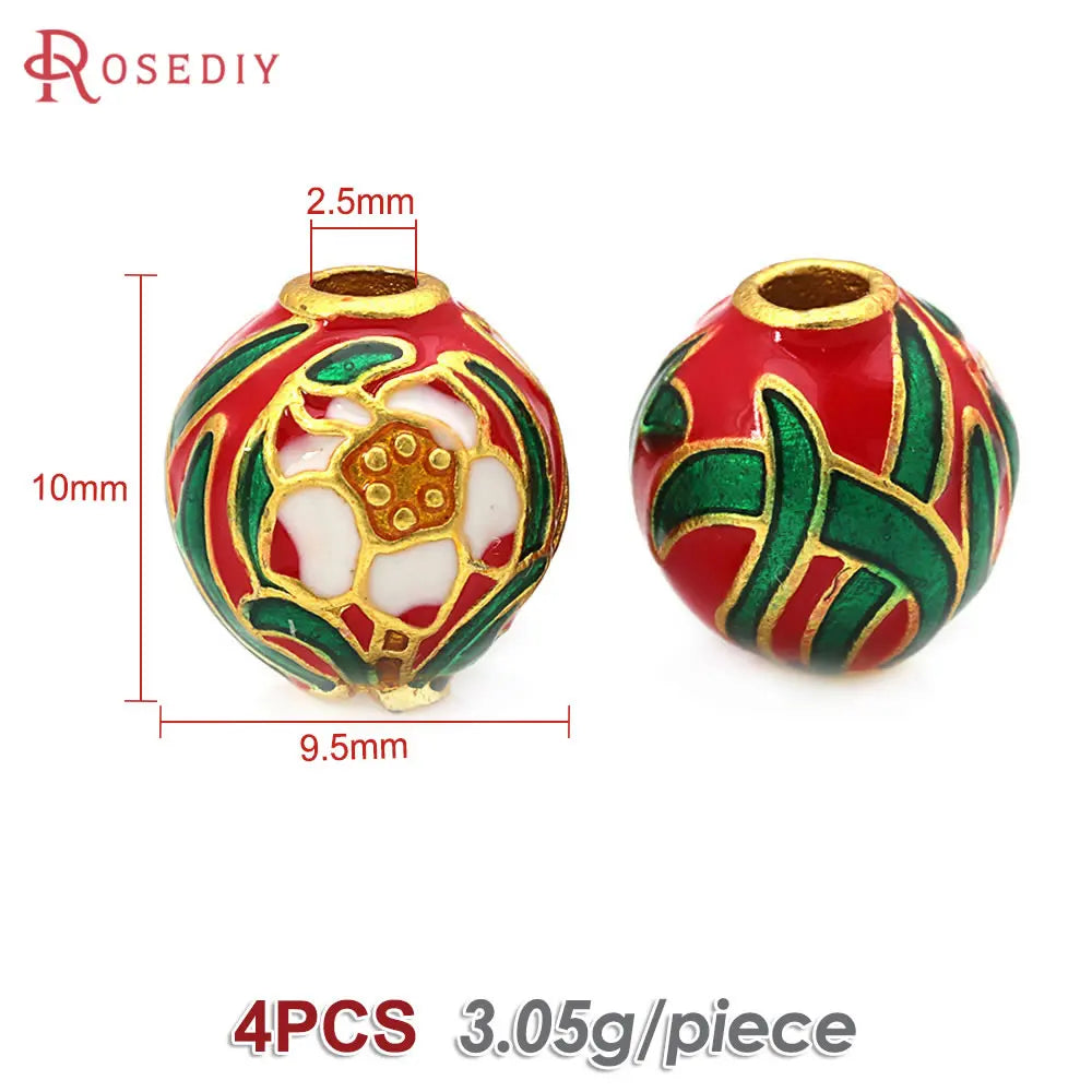 4PCS Daffodil Brass Spacer Beads