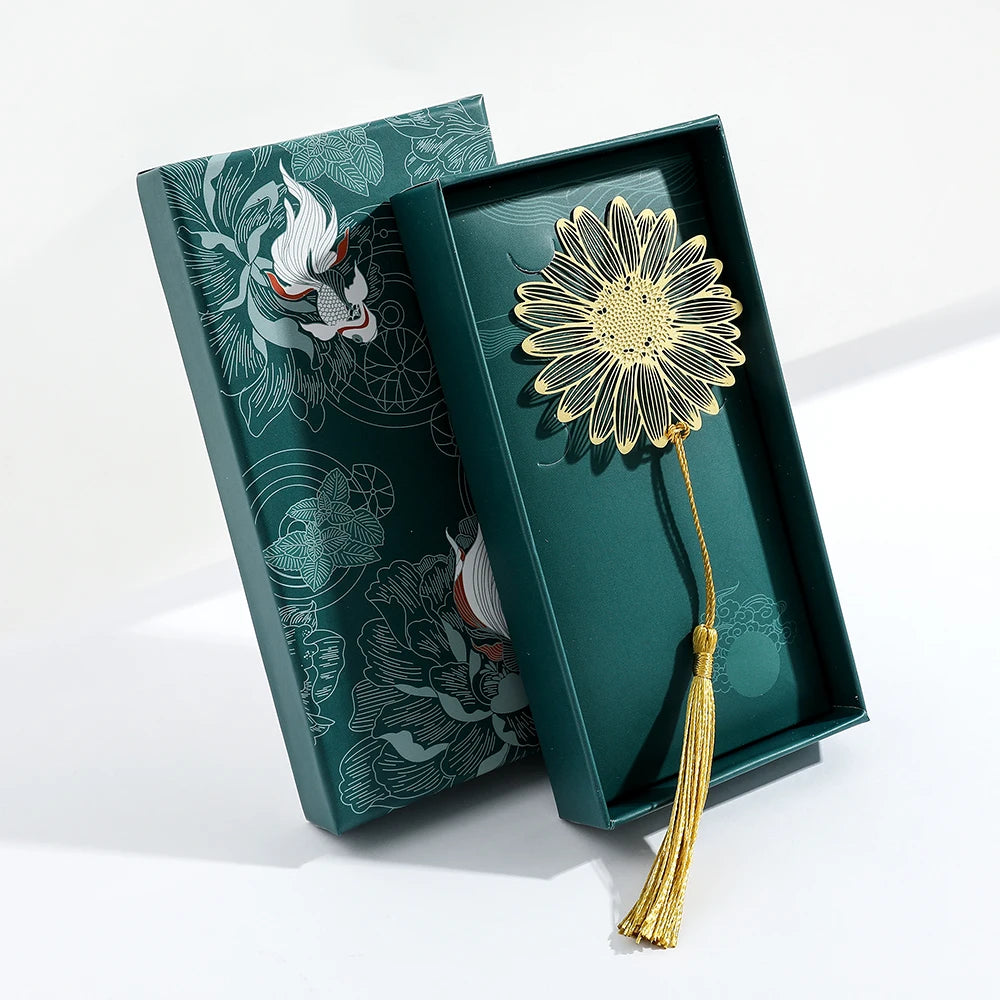 Golden Lotus & Rose Bookmark