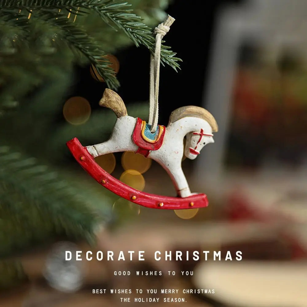 Christmas Resin Horse Pendant Ornament