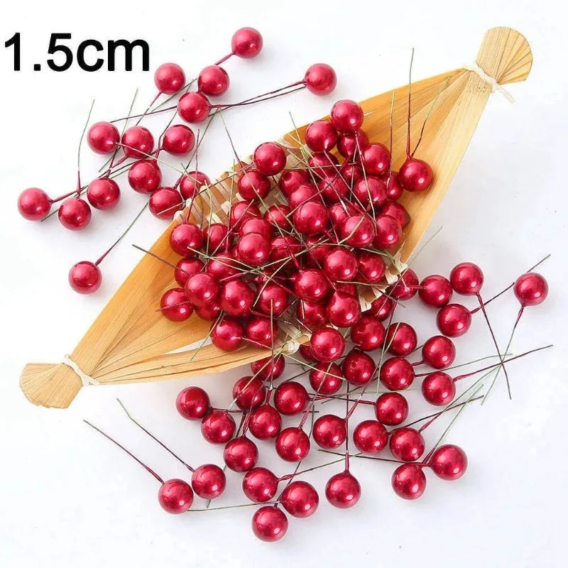 50/100Pcs Christmas Artificial Berry Ornaments
