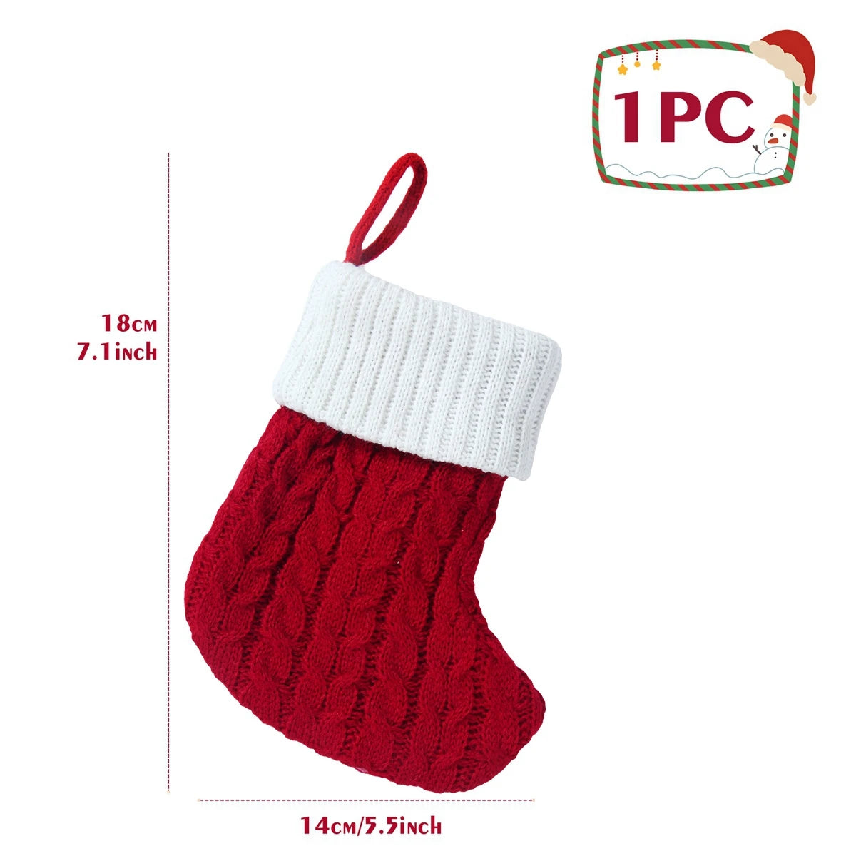 Knitted Christmas Stocking with Snowflake & Letter Design