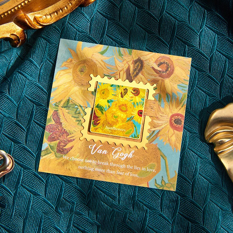 Retro Sunflower Oil Painting Metal Bookmark
