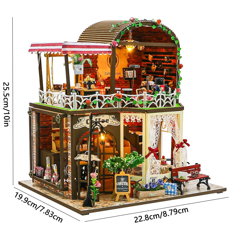 NoeluxeTM DIY Wooden Dollhouse Kit with Light