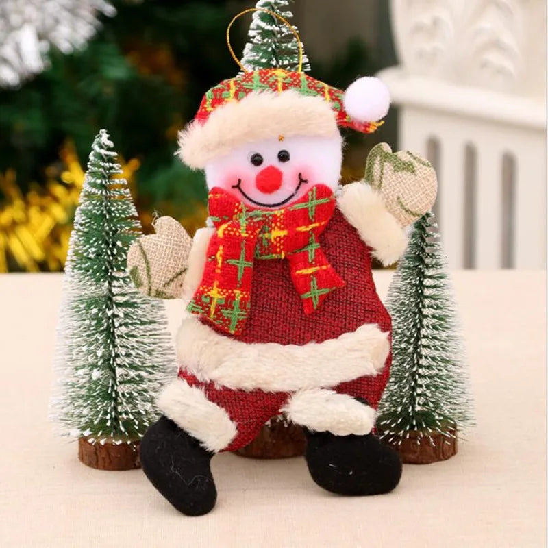 Christmas Plush Doll Ornaments β White Santa & Snowman