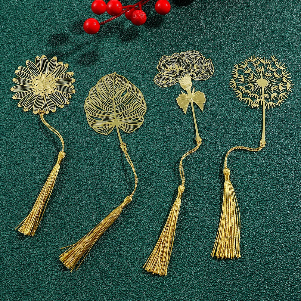 Golden Lotus & Rose Bookmark