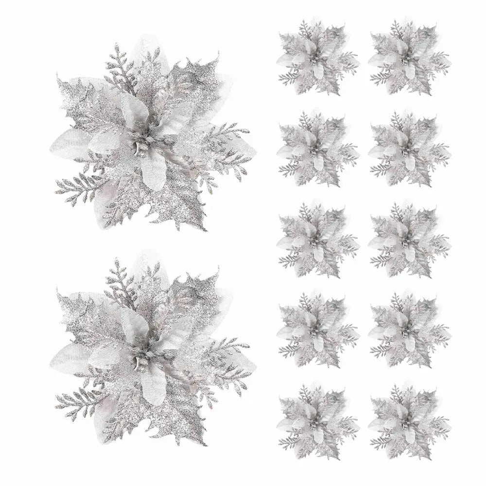 Glitter Christmas Flowers (5/10pcs)