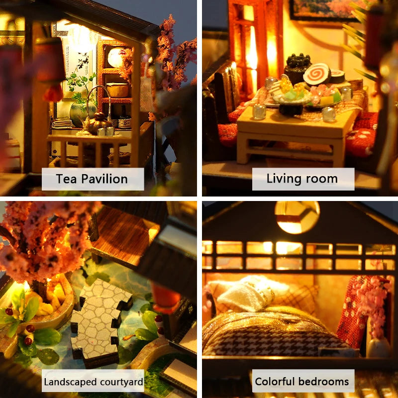 NoeluxeTM DIY Wooden Dollhouse Kit with Light