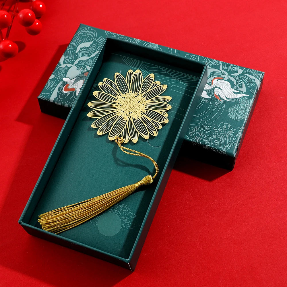 Golden Lotus & Rose Bookmark