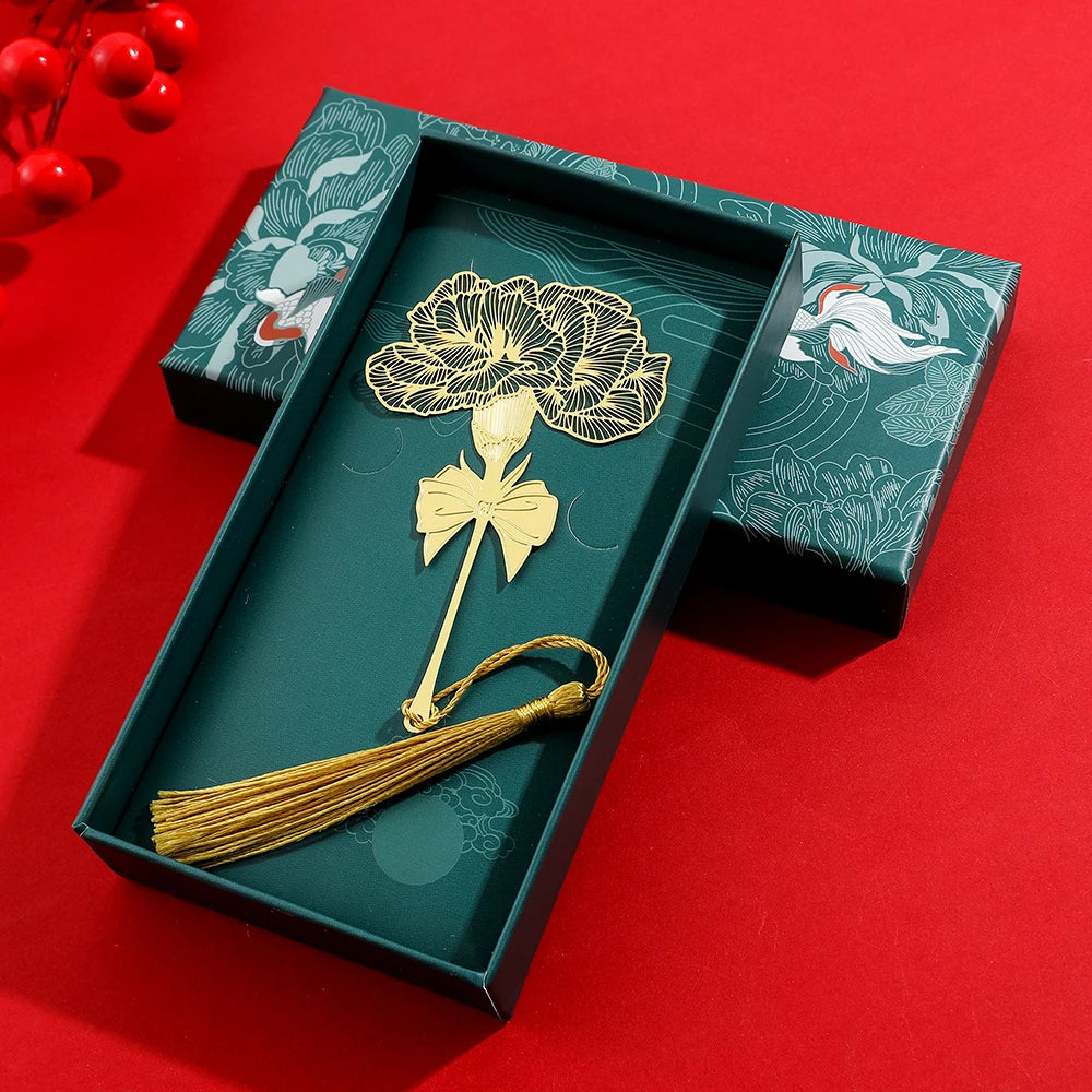 Golden Lotus & Rose Bookmark