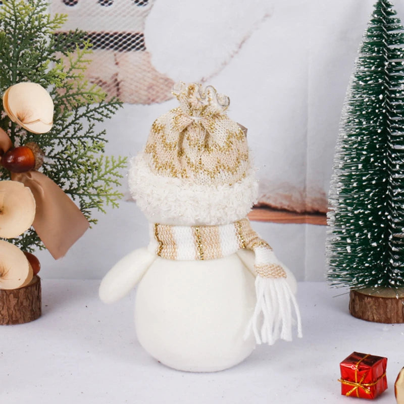 Christmas Plush Doll Ornaments β White Santa & Snowman