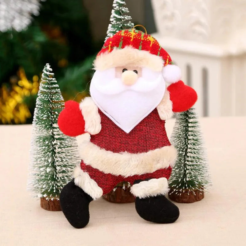 Christmas Plush Doll Ornaments β White Santa & Snowman