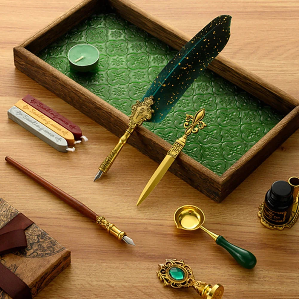Retro Feather Pen Writing Ink Set