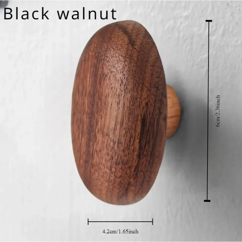 Nordic Solid Wood Pebble Drawer Handle