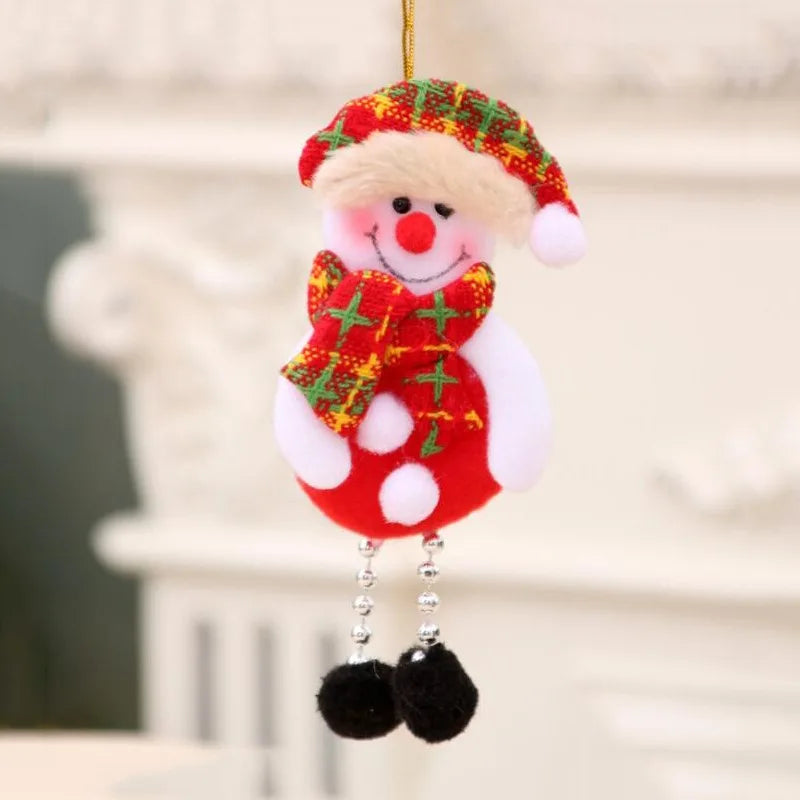 Christmas Plush Doll Ornaments β White Santa & Snowman