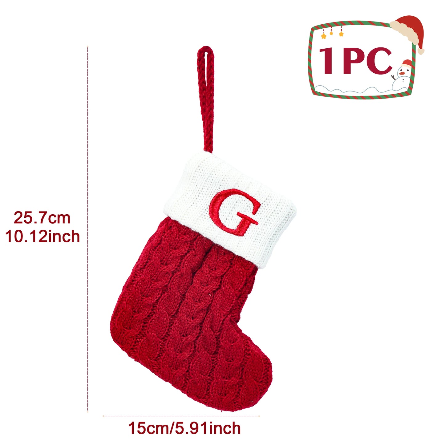 Knitted Christmas Stocking with Snowflake & Letter Design