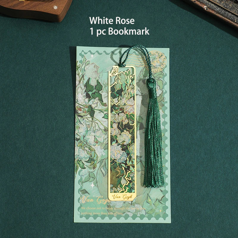Retro Bronzed Floral Bookmark with Tassel