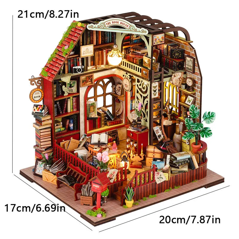 NoeluxeTM DIY Wooden Dollhouse Kit with Light