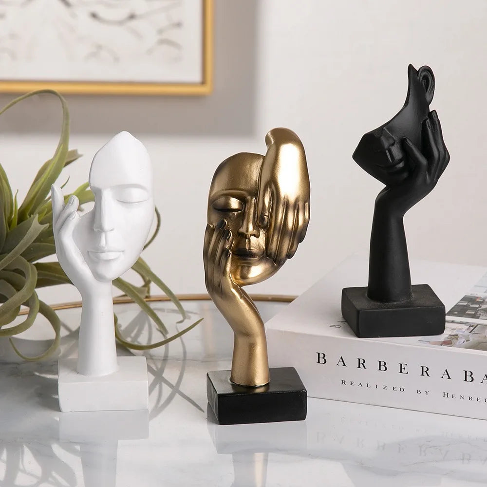 Nordic Resin Abstract Face Statue